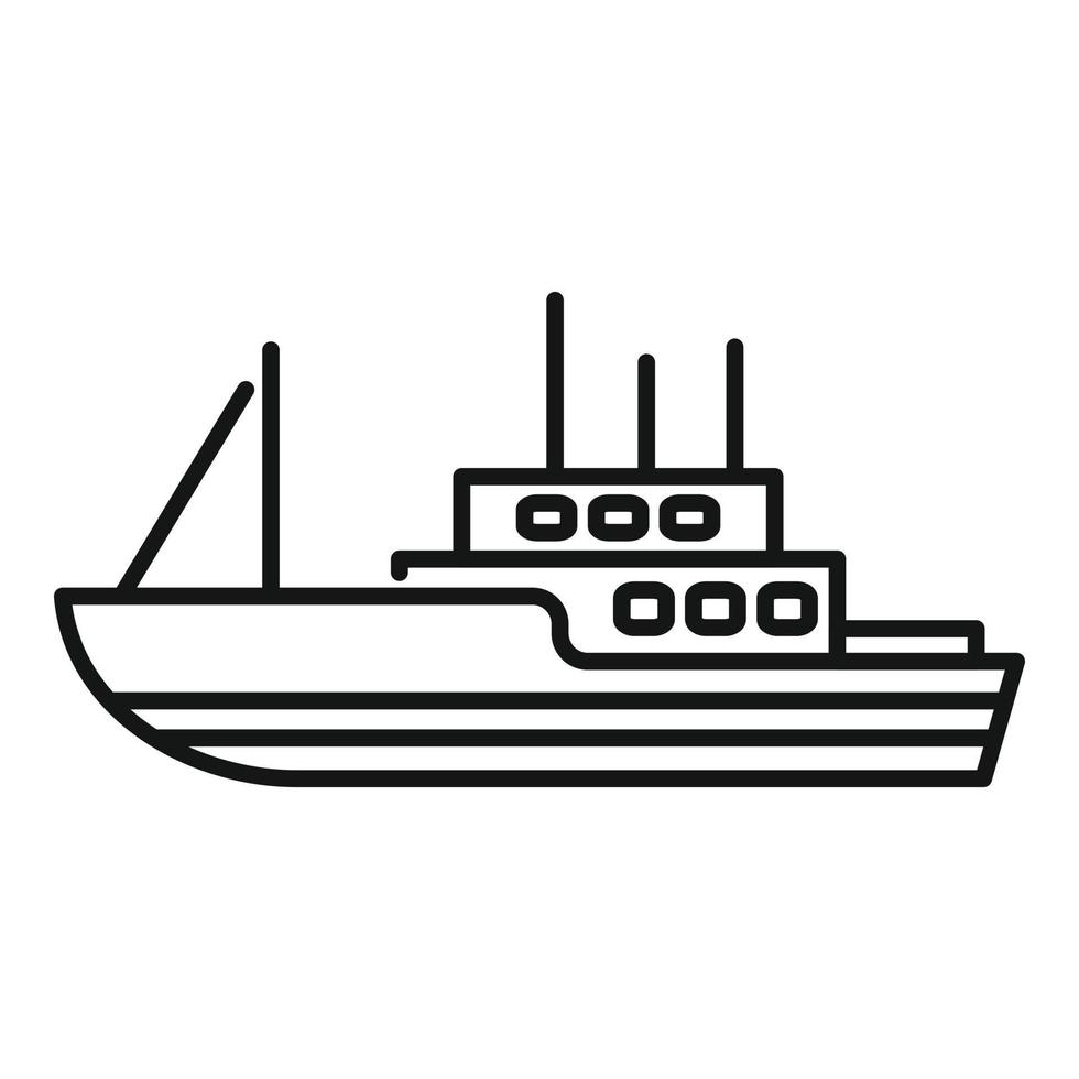 vector de contorno de icono de barco de pescado. buque de mar