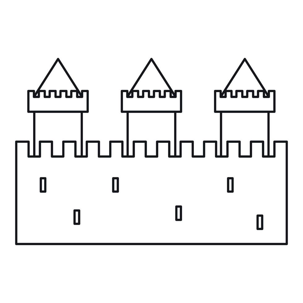 icono de fortificación medieval, estilo de esquema vector