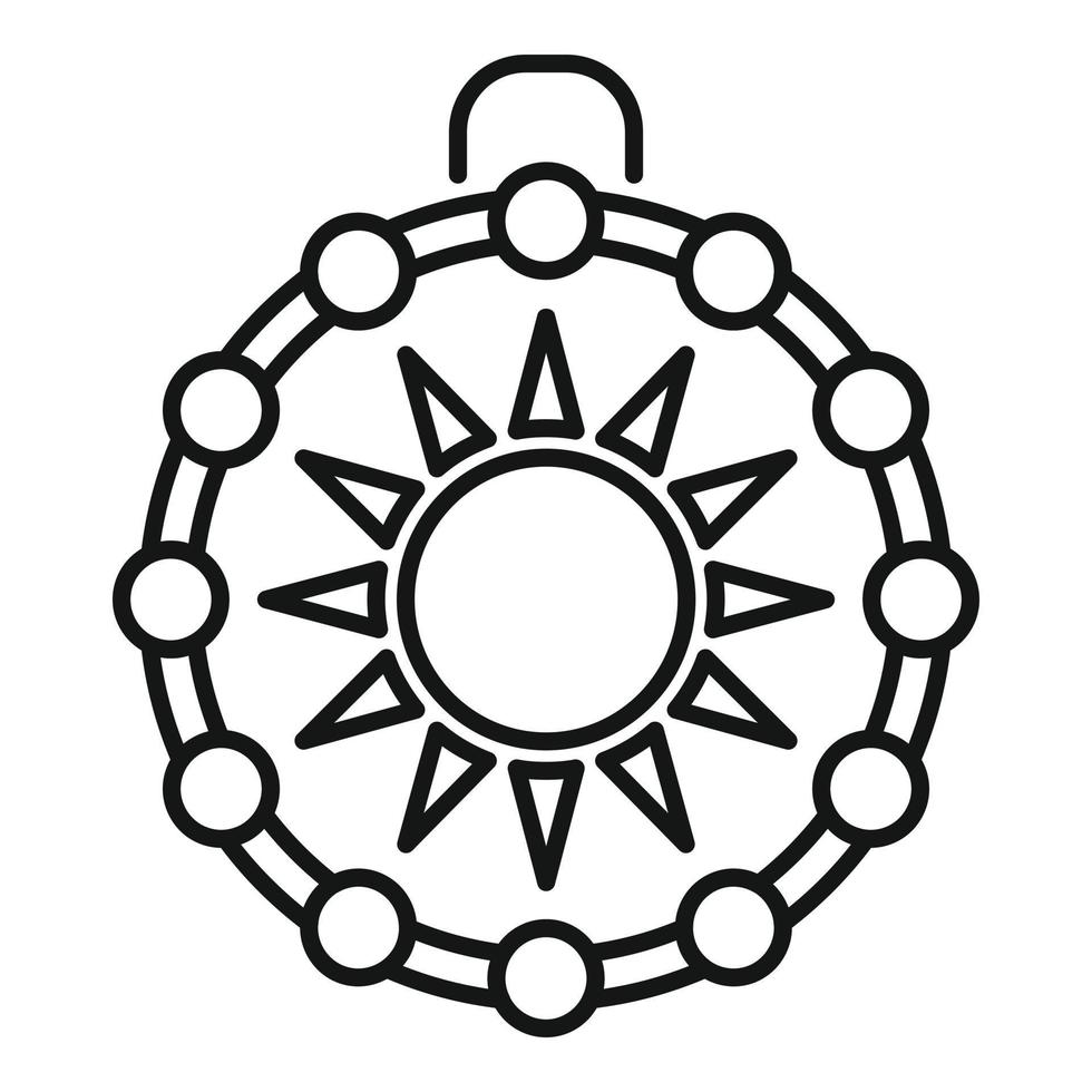 vector de contorno de icono de amuleto de sol. japón magia
