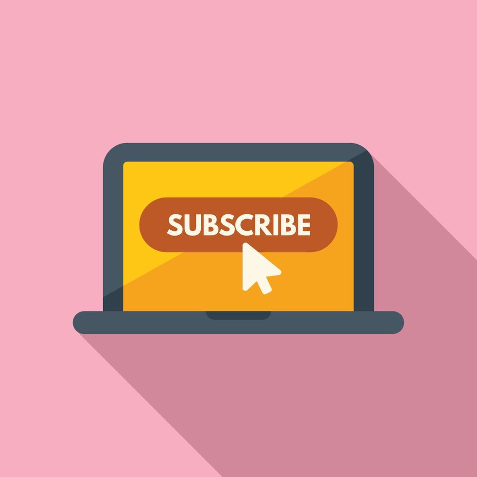 Laptop subscribe icon flat vector. Email message vector