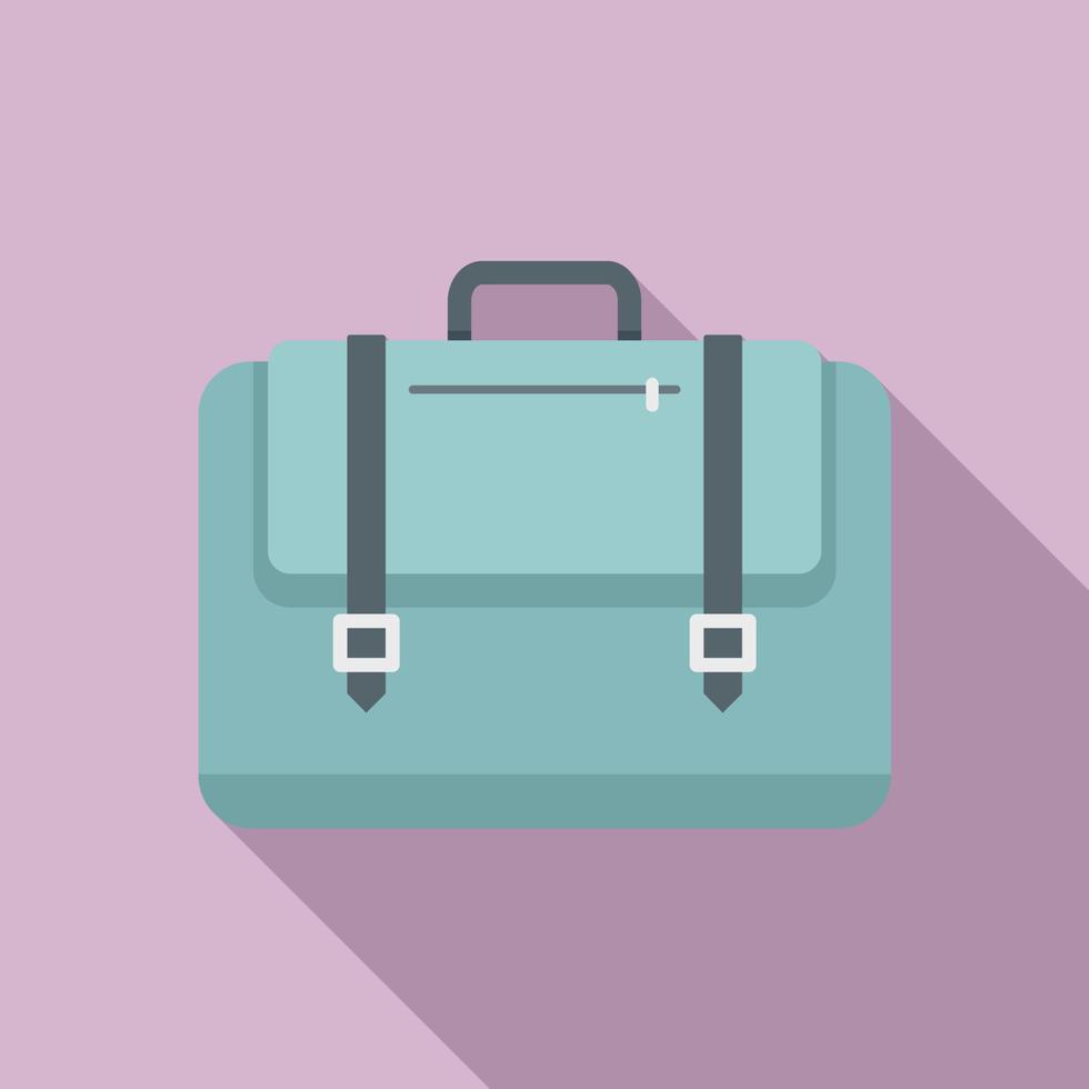 Work laptop bag icon flat vector. Business suitcase vector