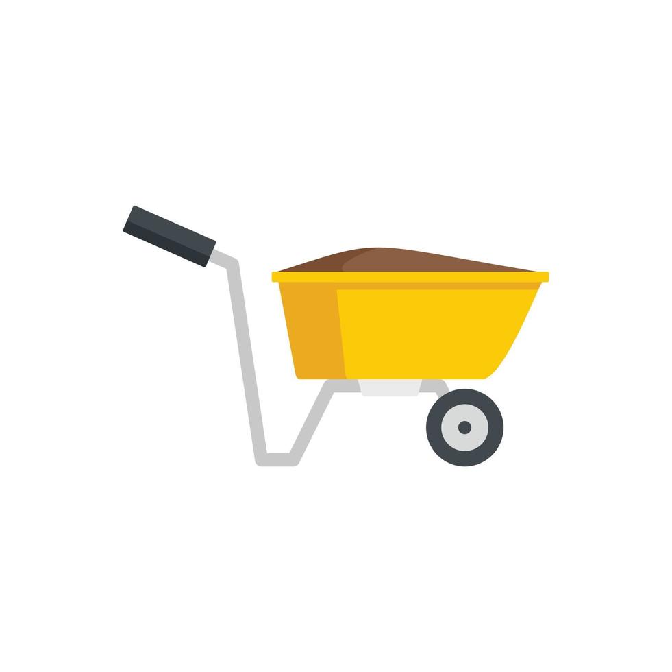 Farm wheelbarrow icon flat isolated vector