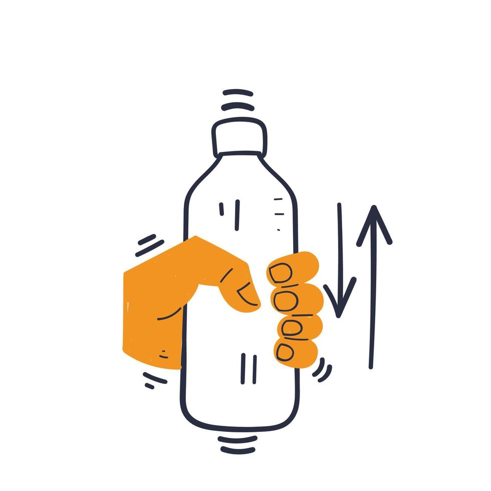 hand drawn doodle hand shake the bottle illustration vector