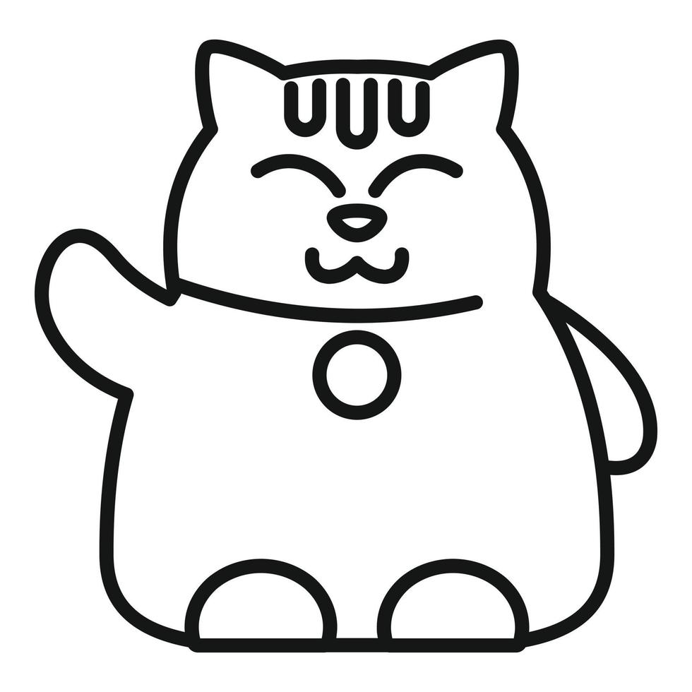 buen vector de contorno de icono de gato afortunado. neko japón