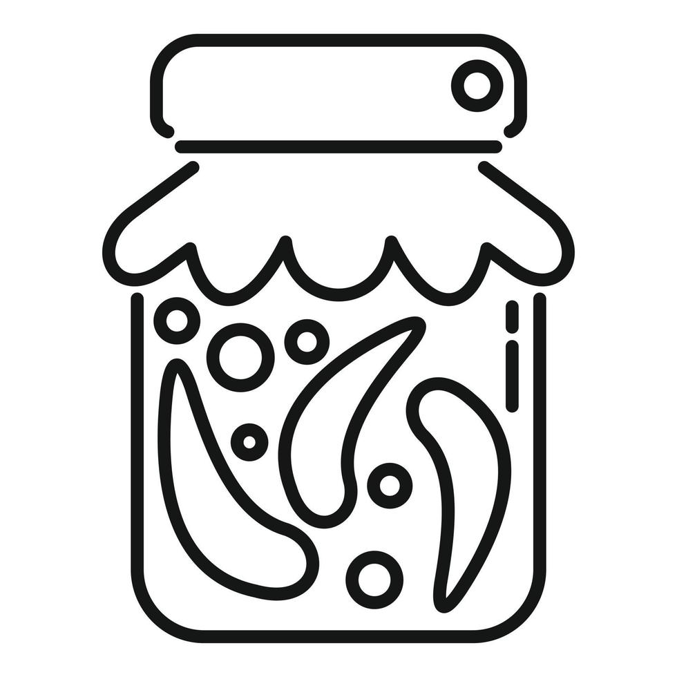 vector de contorno de icono de pimienta enlatada. comida en escabeche