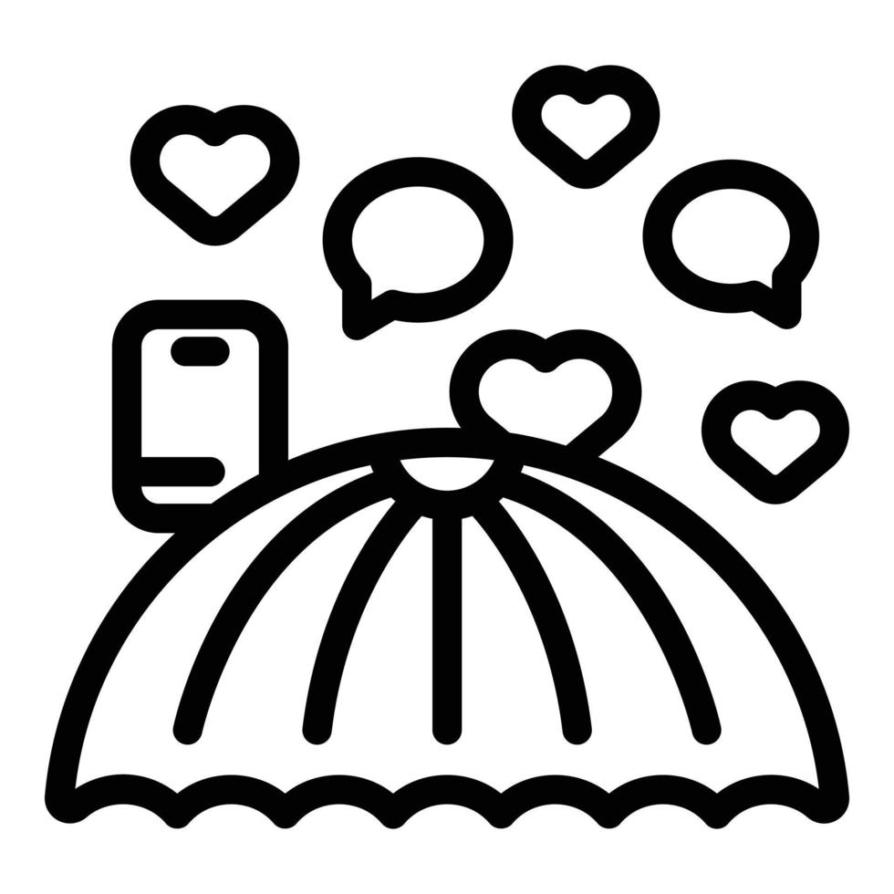 vector de contorno de icono de paraguas de desintoxicación digital. redes sociales