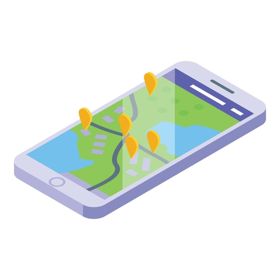 Smartphone travel map icon isometric vector. Globe tourism vector