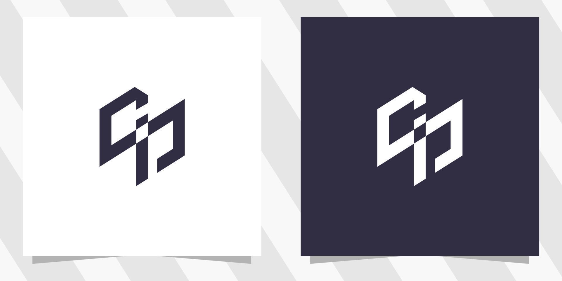letter cp pc logo design vector