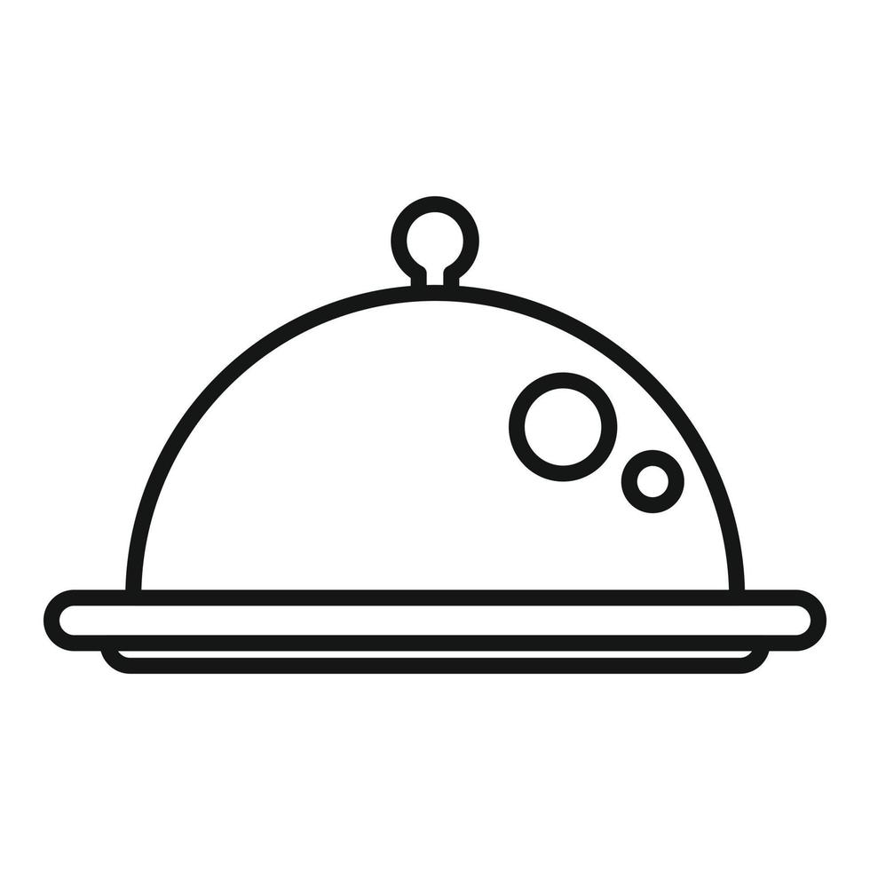 vector de contorno de icono de bandeja de almuerzo. comida de la cena