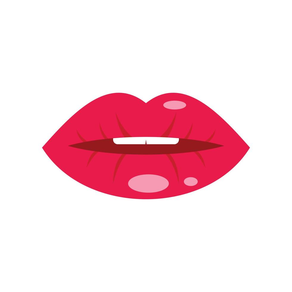Teeth lips kiss icon flat isolated vector