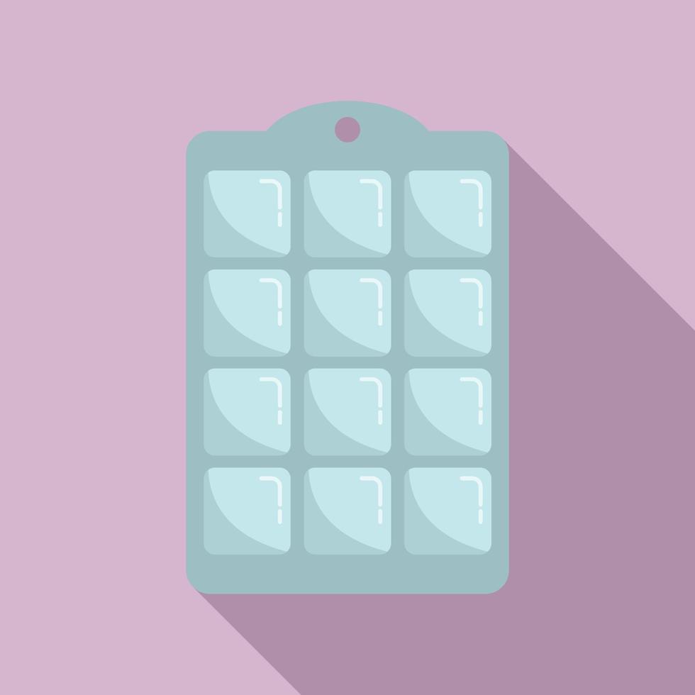 Square ice cube tray icon flat vector. Water container vector