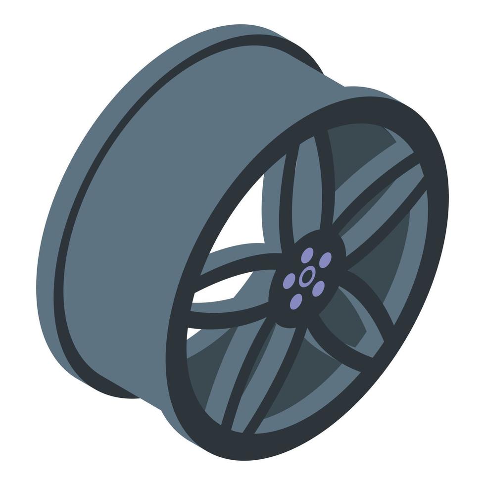 Black wheel icon isometric vector. Car repair vector