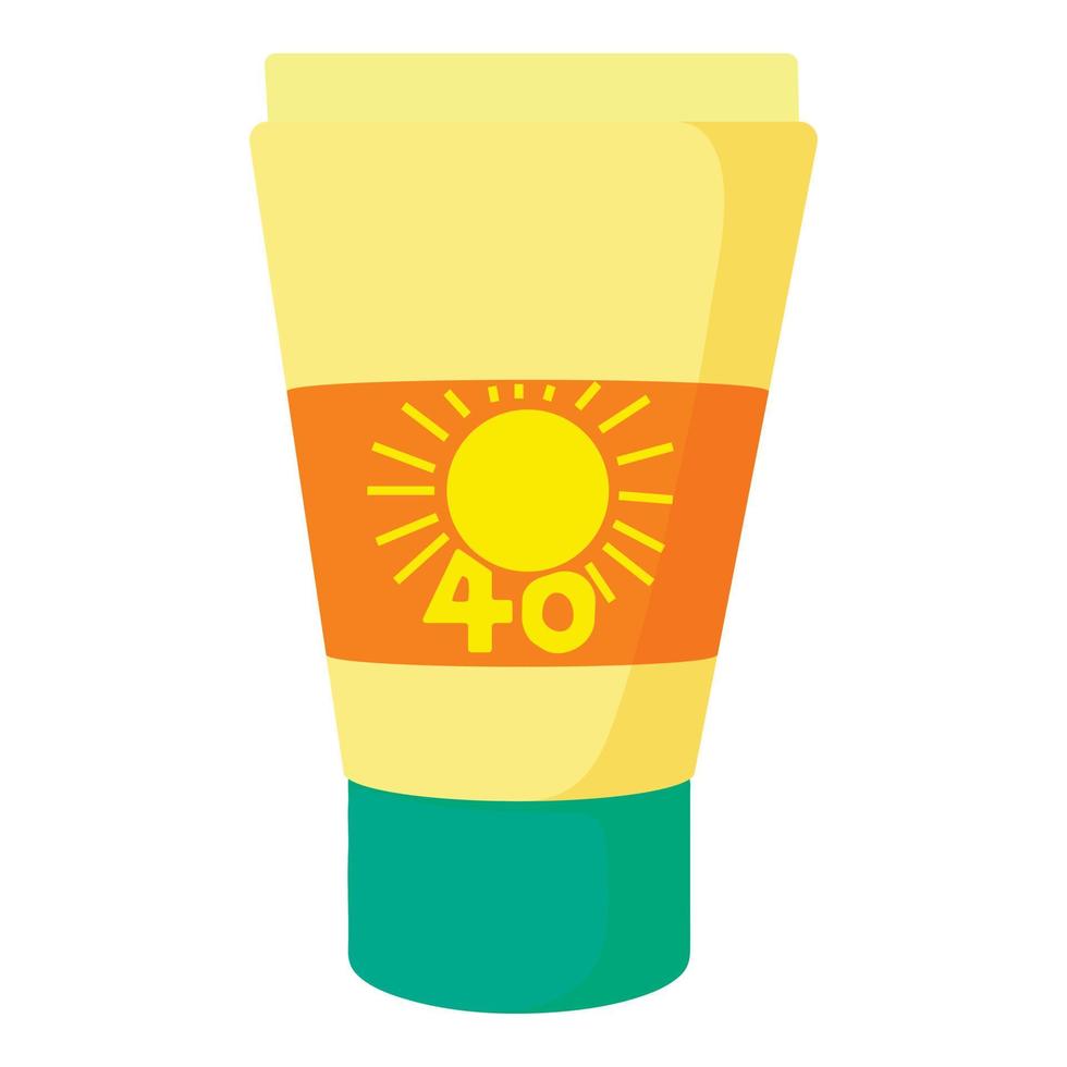 Sunscreen icon, cartoon style vector