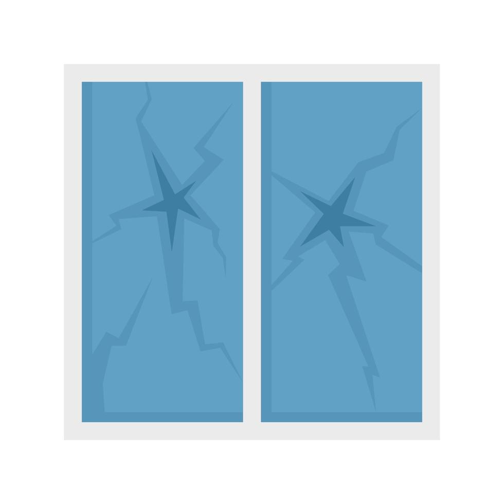 Broken house window icon flat isolated vector