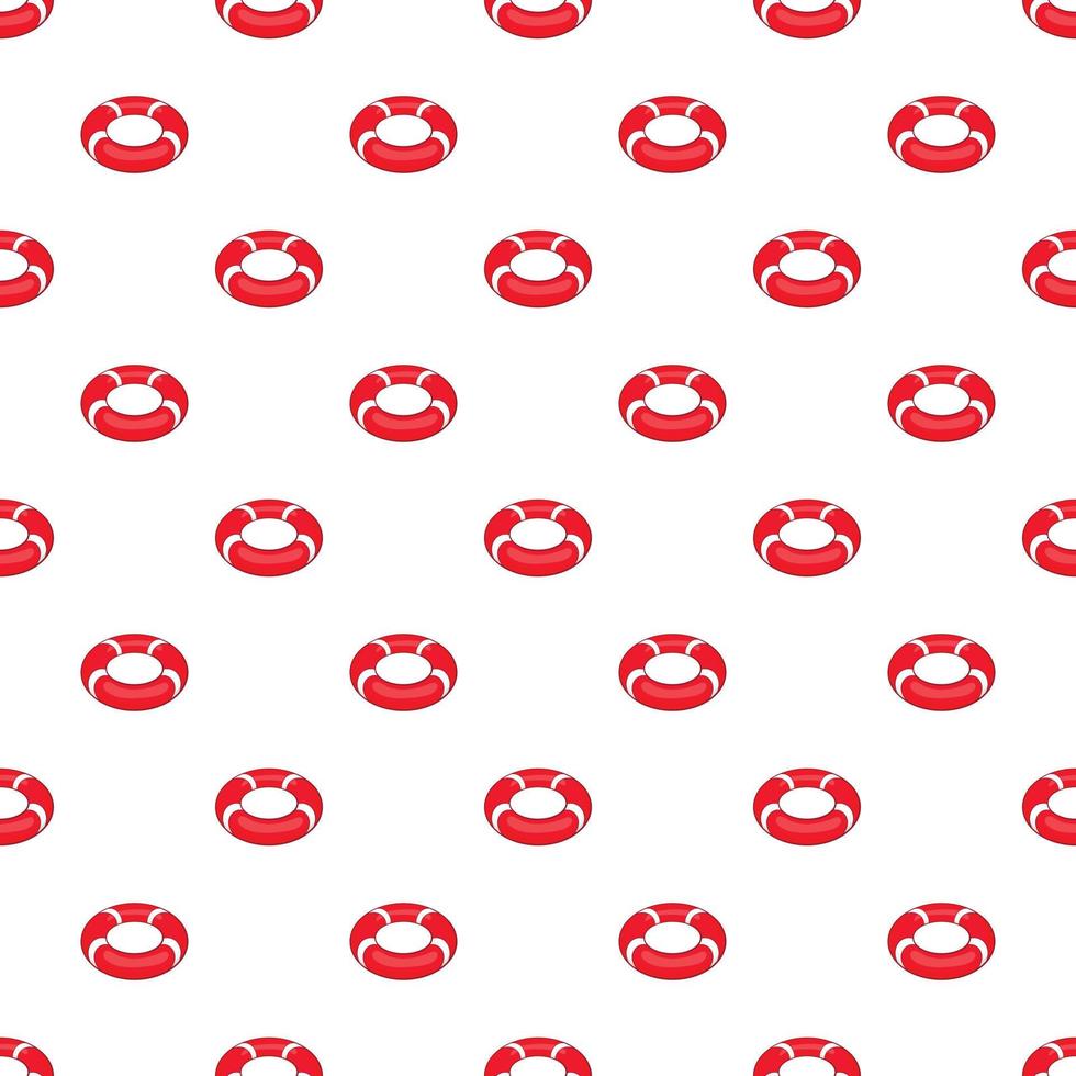 Red lifebuoy pattern, cartoon style vector