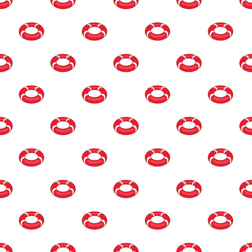 Red lifebuoy pattern, cartoon style vector