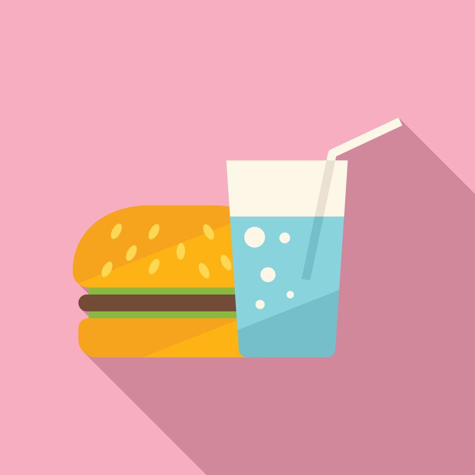 vector plano de icono de vidrio de soda de hamburguesa. cena comida