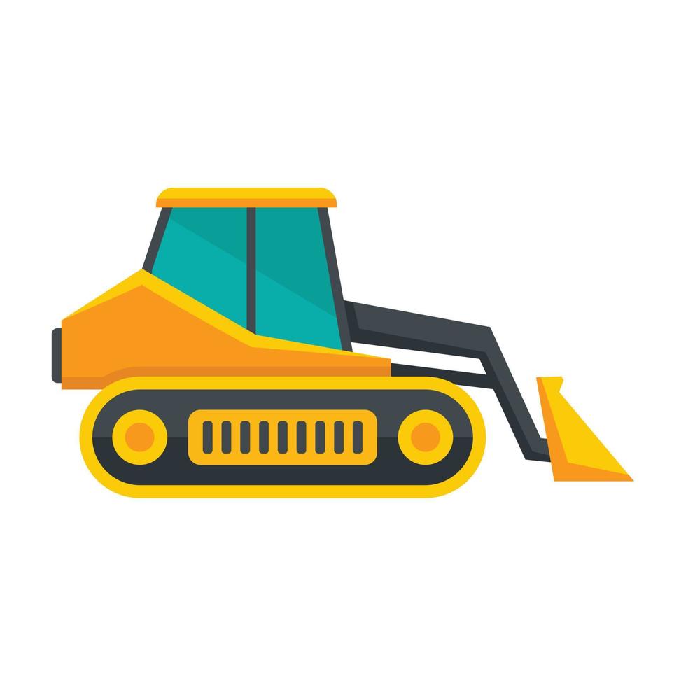 Loader bulldozer icon flat isolated vector