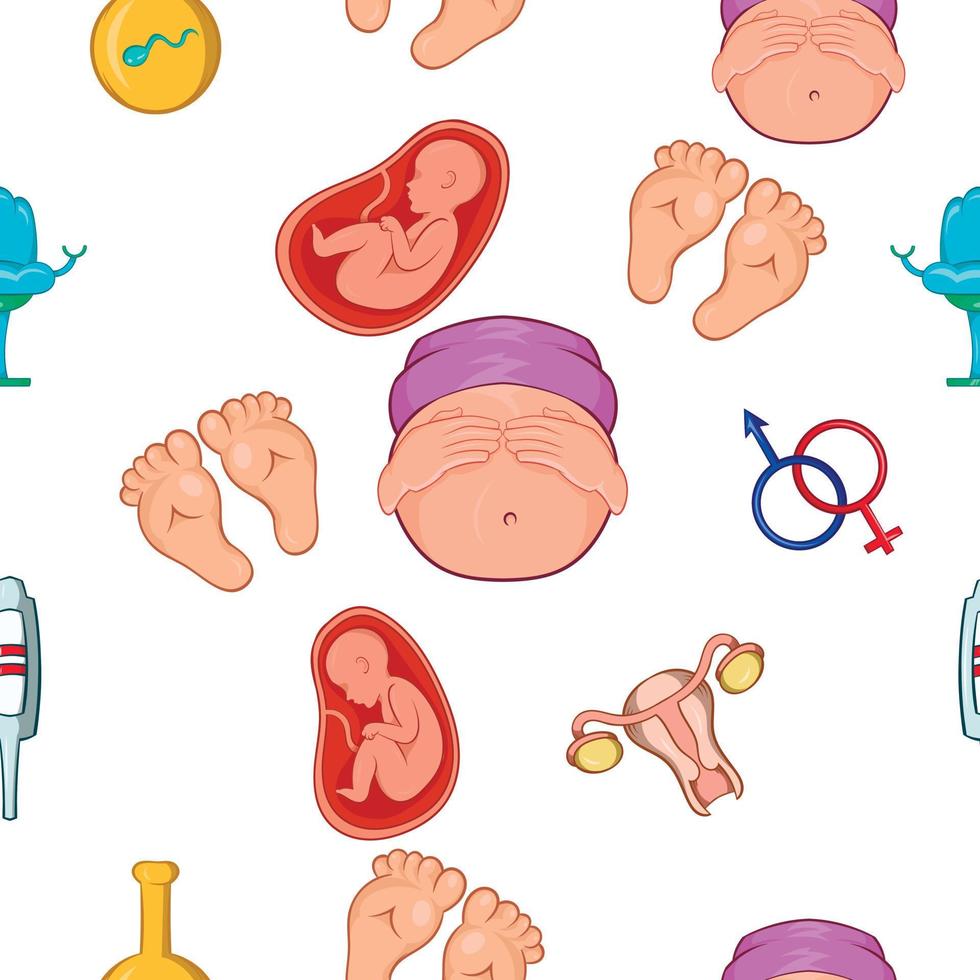 Baby in stomach pattern, cartoon style vector