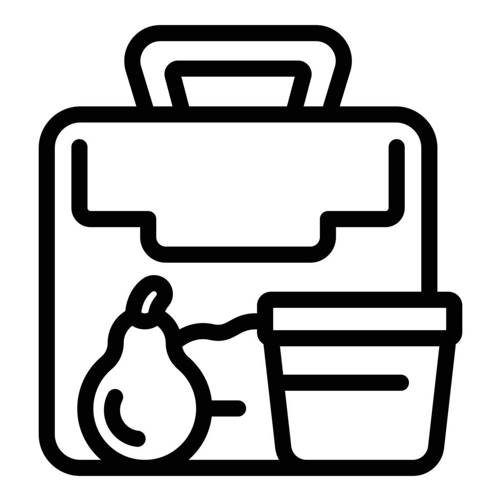 Pear lunch box icon outline vector. School meal vector