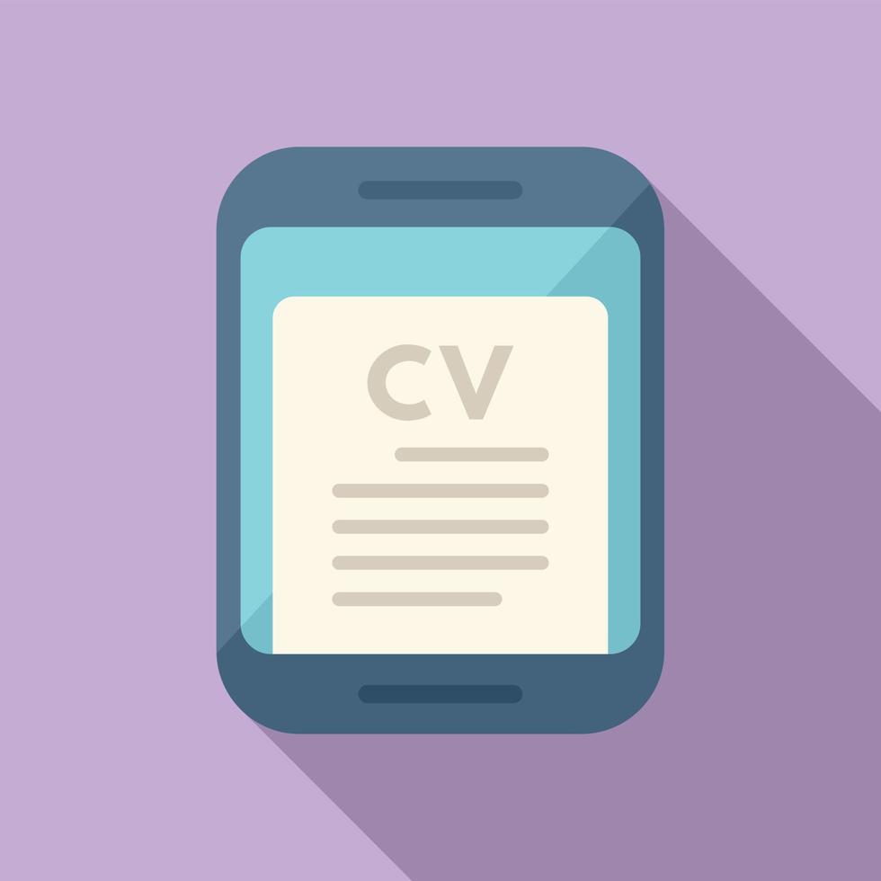 Online tablet cv icon flat vector. Job search vector