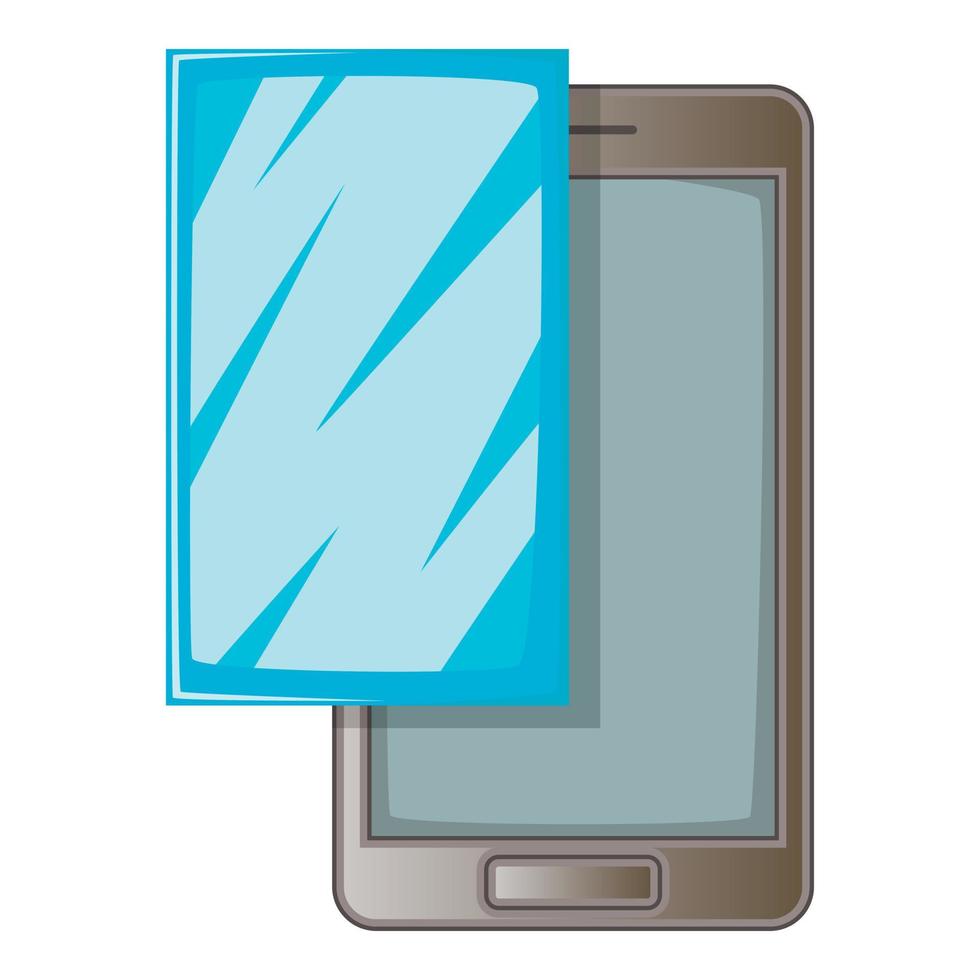 Smartphone with protector film icon, cartoon style vector