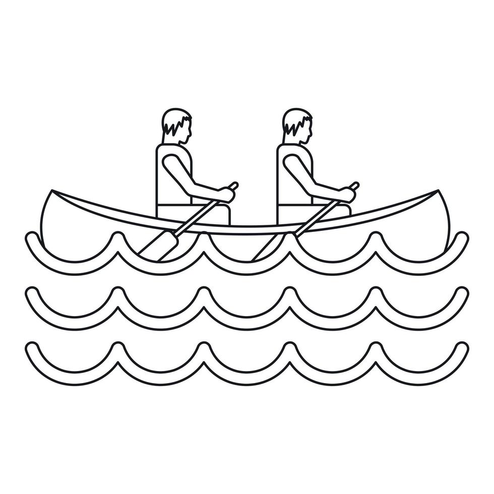 Canoe kayak with two persons icon, simple style vector