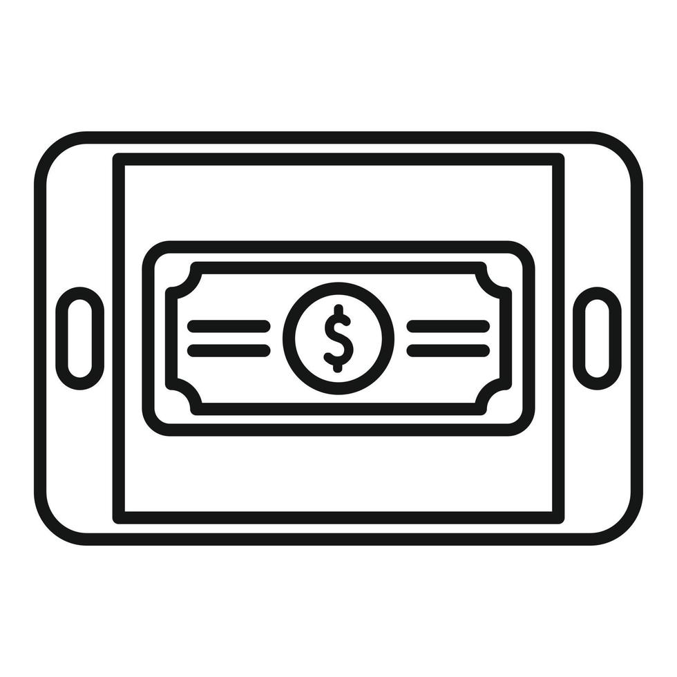 vector de contorno de icono de pago móvil. pagar dinero