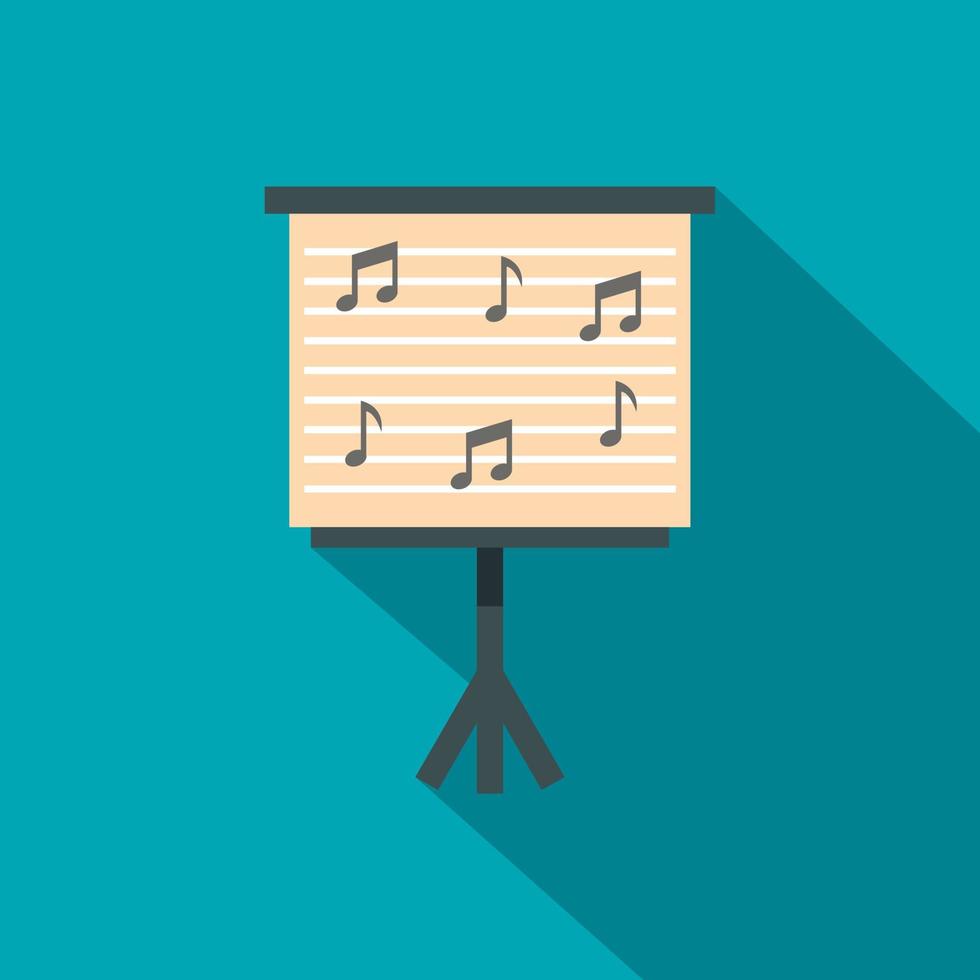 Music stand with piano notes icon, flat style vector