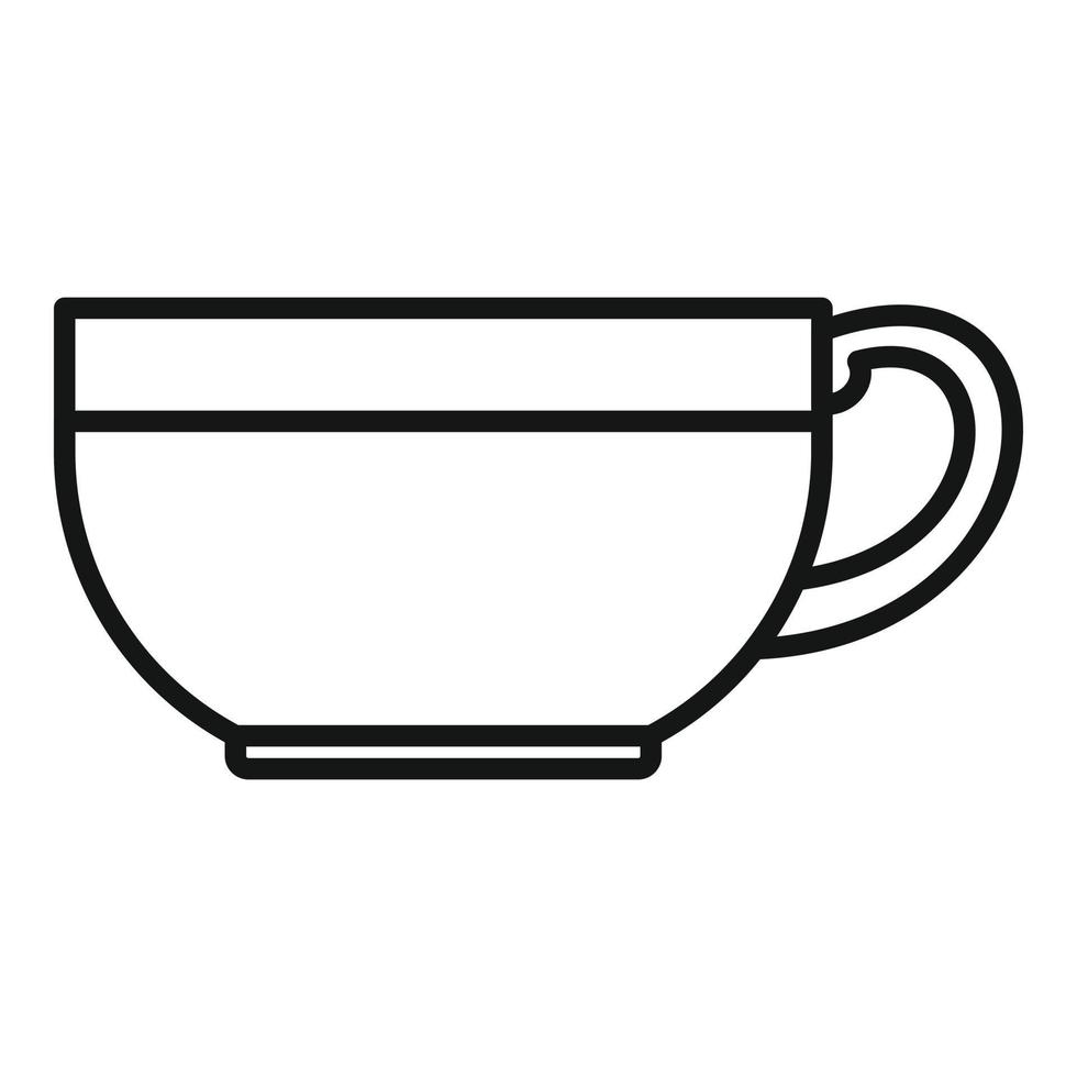 vector de contorno de icono de taza de té de desayuno. comida alimento