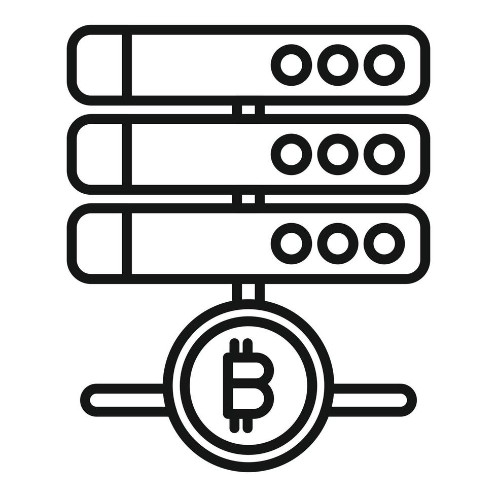 vector de contorno del icono del servidor de criptomonedas. dinero criptográfico