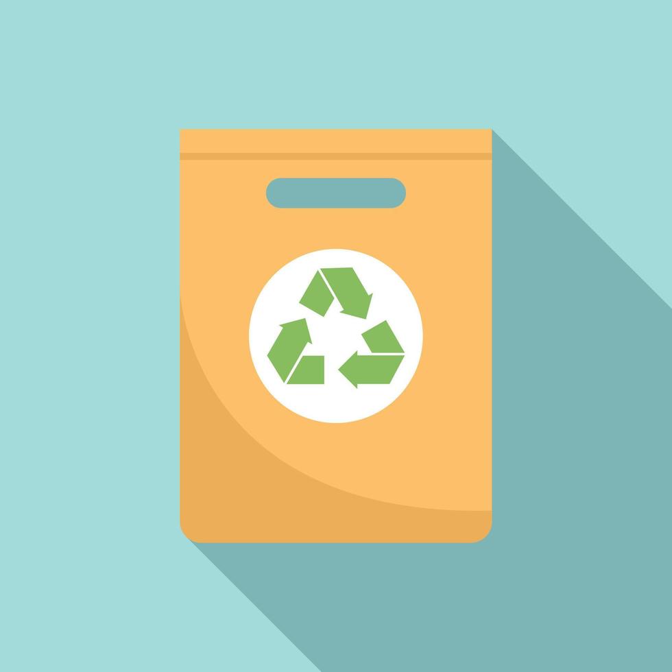 Paper recycle bag icon flat vector. Eco fabric vector