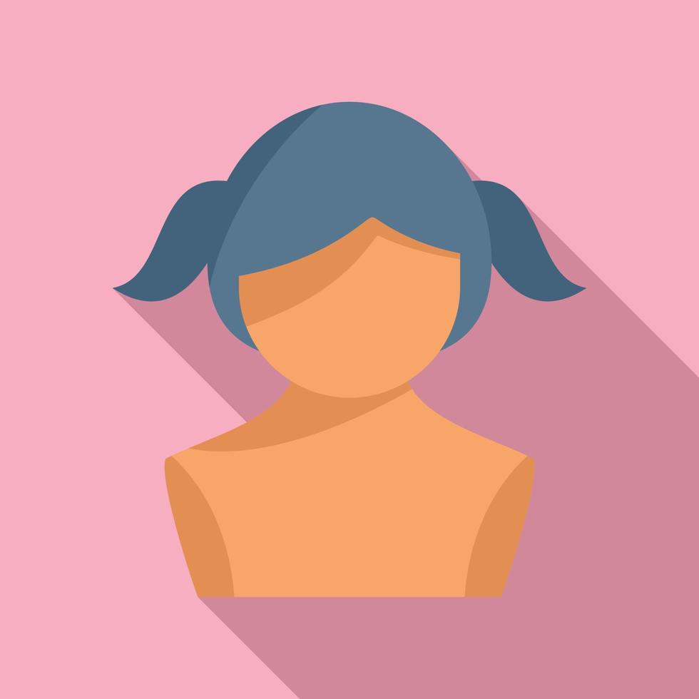 Woman wig icon flat vector. Head style vector