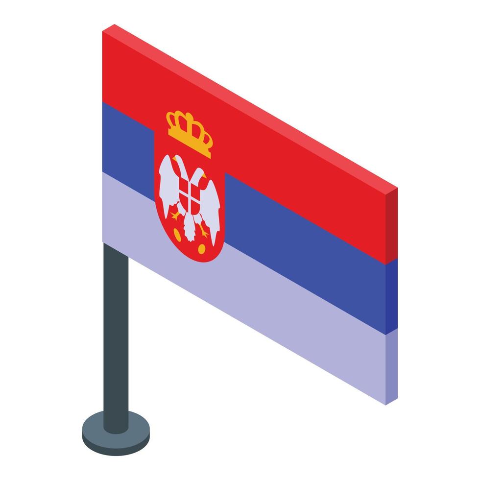 vector isométrico del icono de la bandera de serbia. círculo de la ciudad