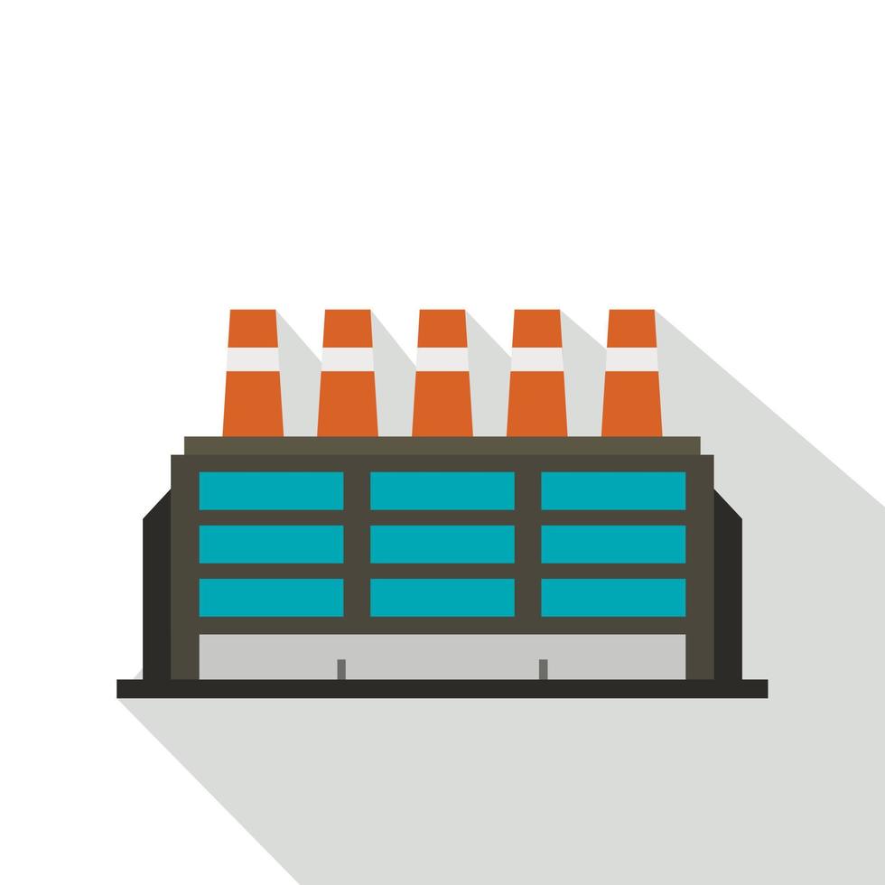 Factory building icon, flat style vector