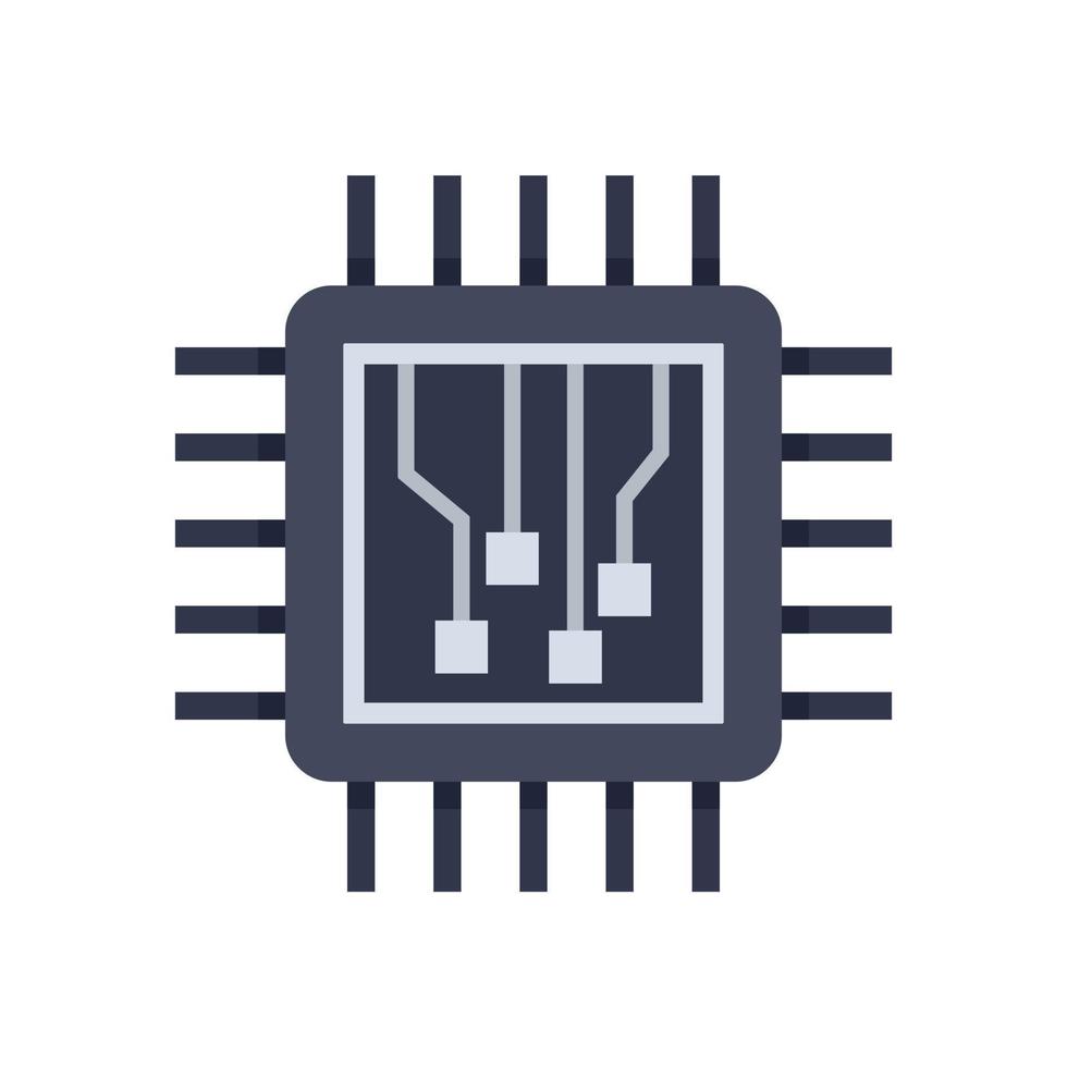 Machine learning processor icon flat isolated vector