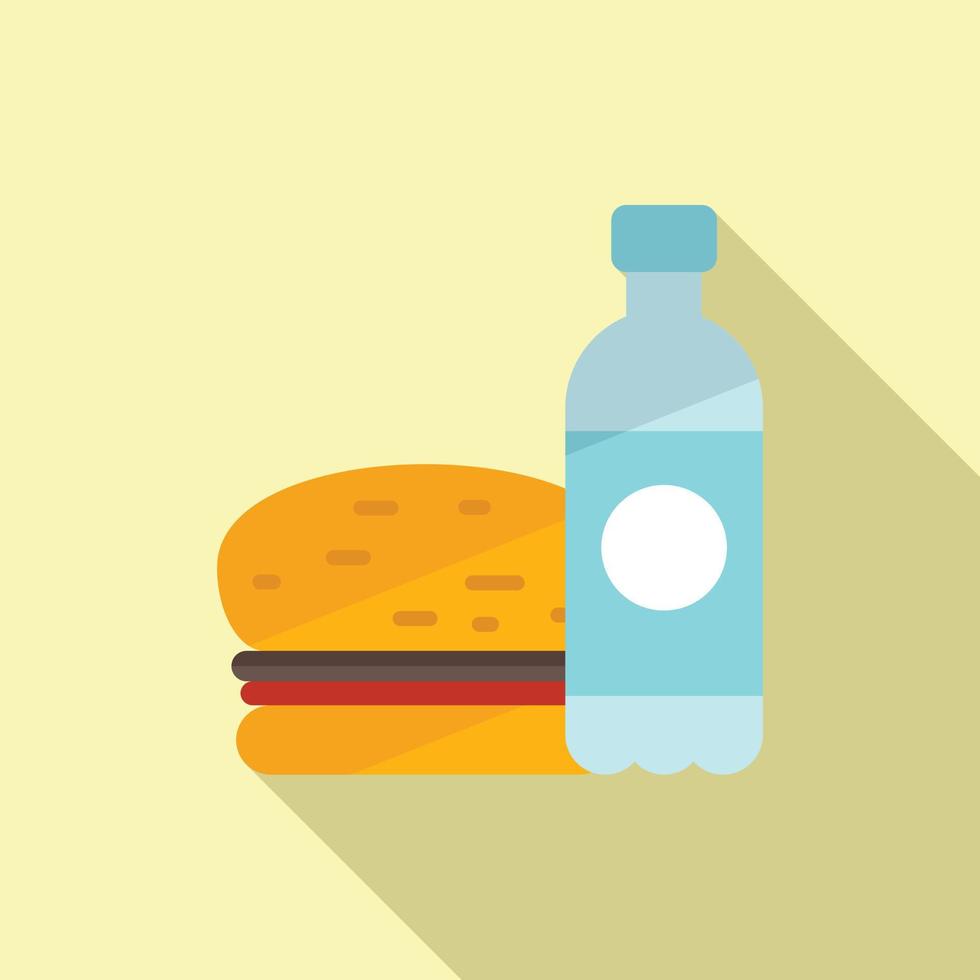 Lunch water bottle icon flat vector. Healthy meal vector