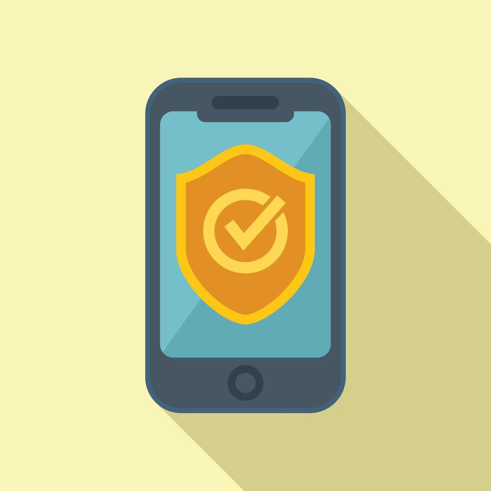 Secured mobile payment icon flat vector. Online pay vector