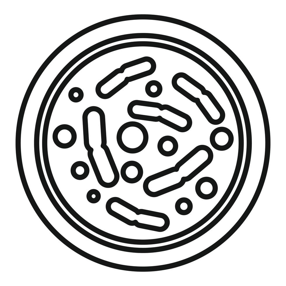 vector de contorno de icono de placa de petri de laboratorio. celula de salud