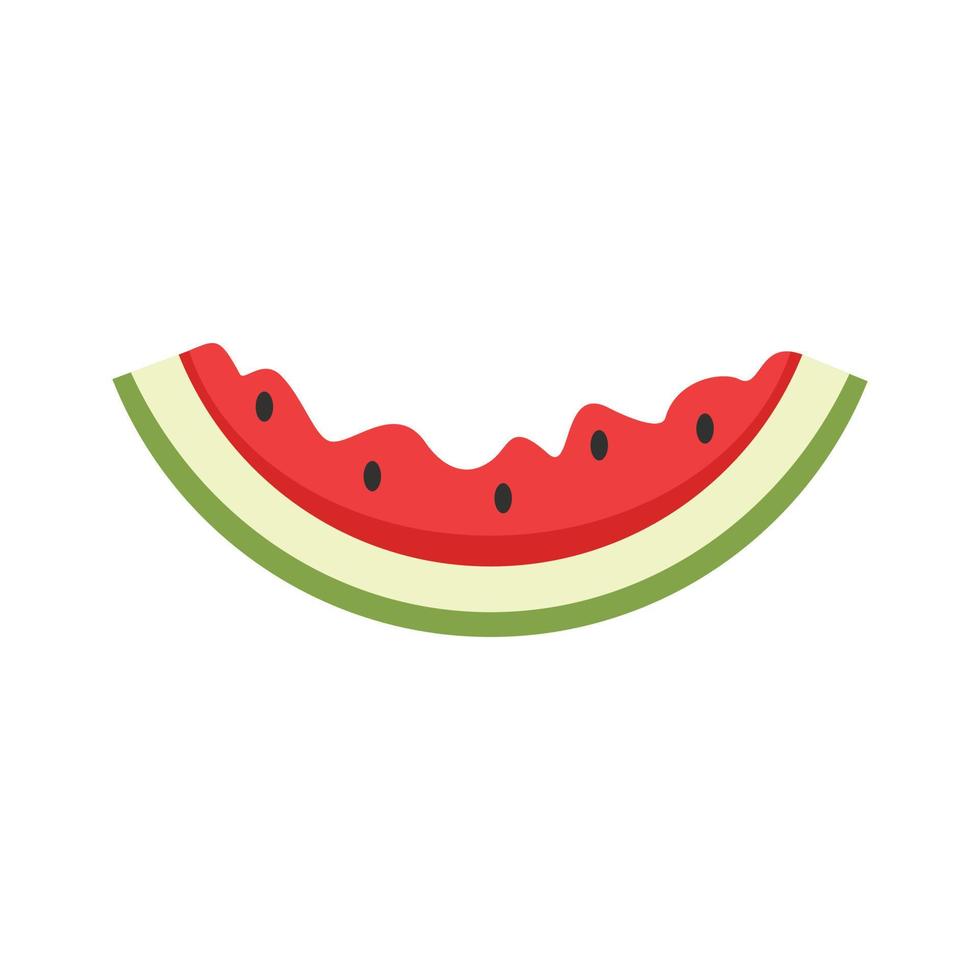 Eaten watermelon slice icon flat isolated vector
