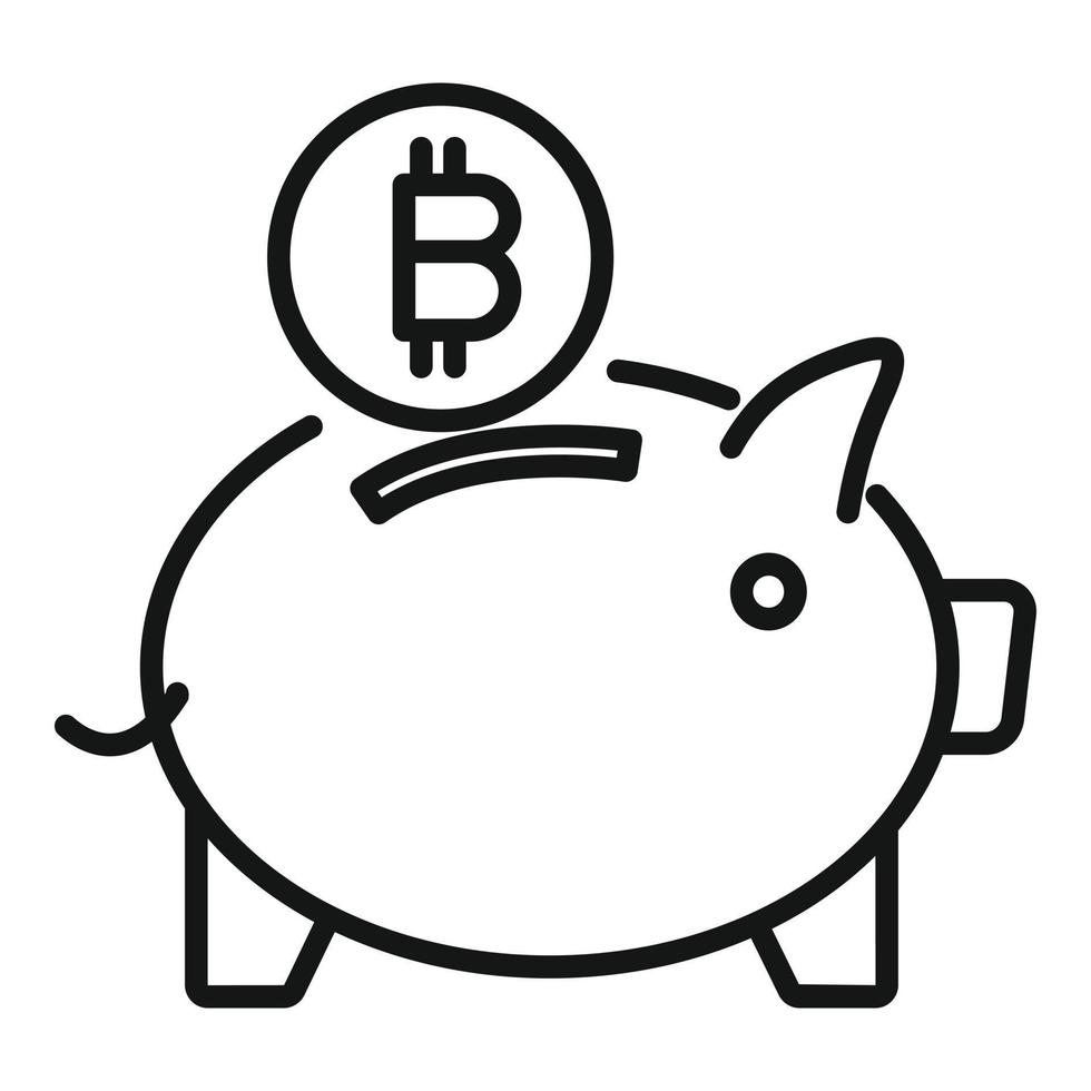 Piggy bank icon outline vector. Bitcoin money vector