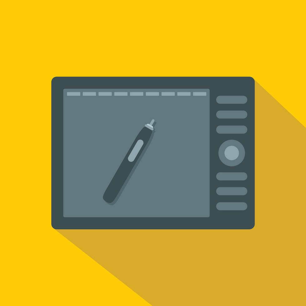 Graphics tablet icon, flat style vector
