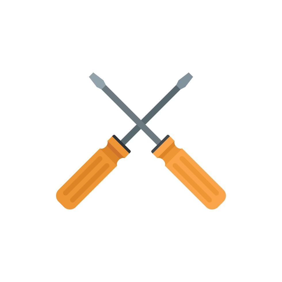 Crossed screwdrivers icon flat isolated vector