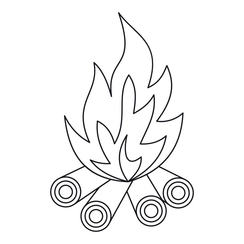 Bonfire icon, outline style vector