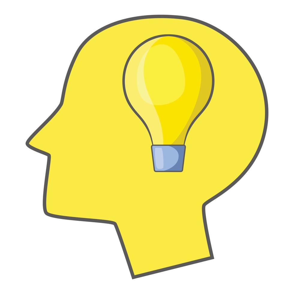 Burning light bulb in human head icon vector