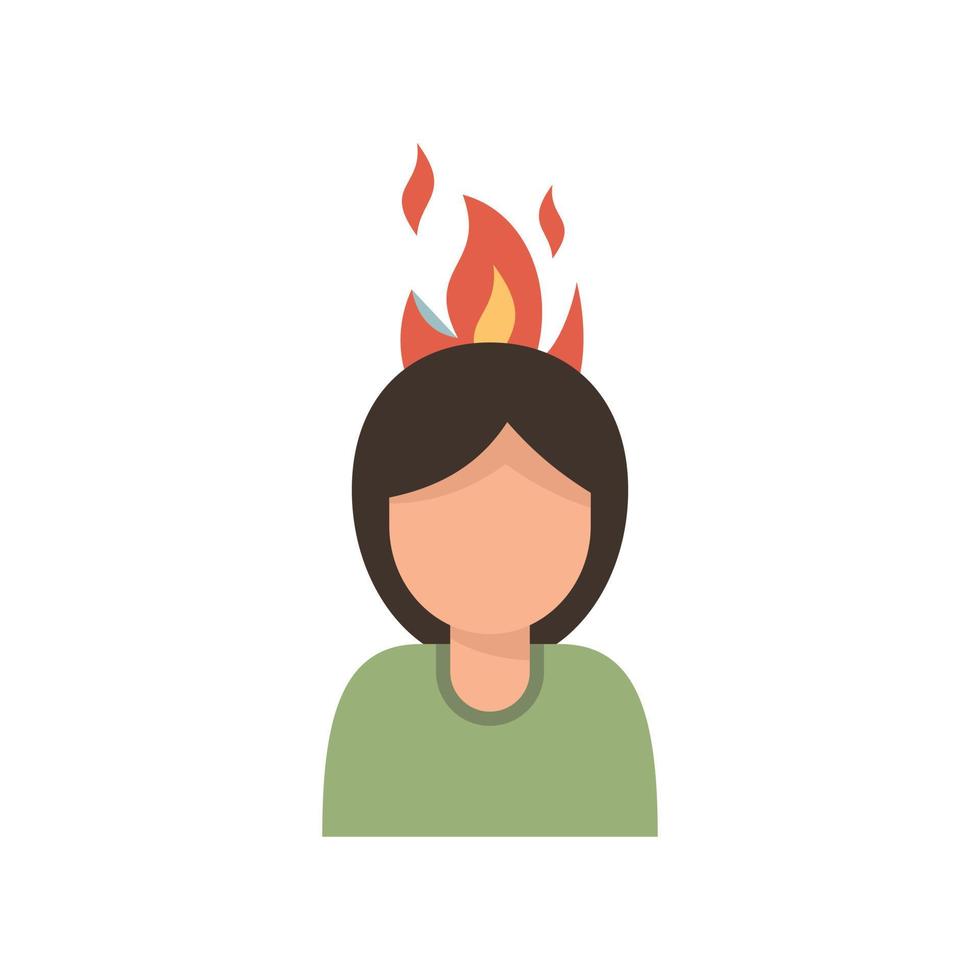 mujer en fuego icono plano aislado vector