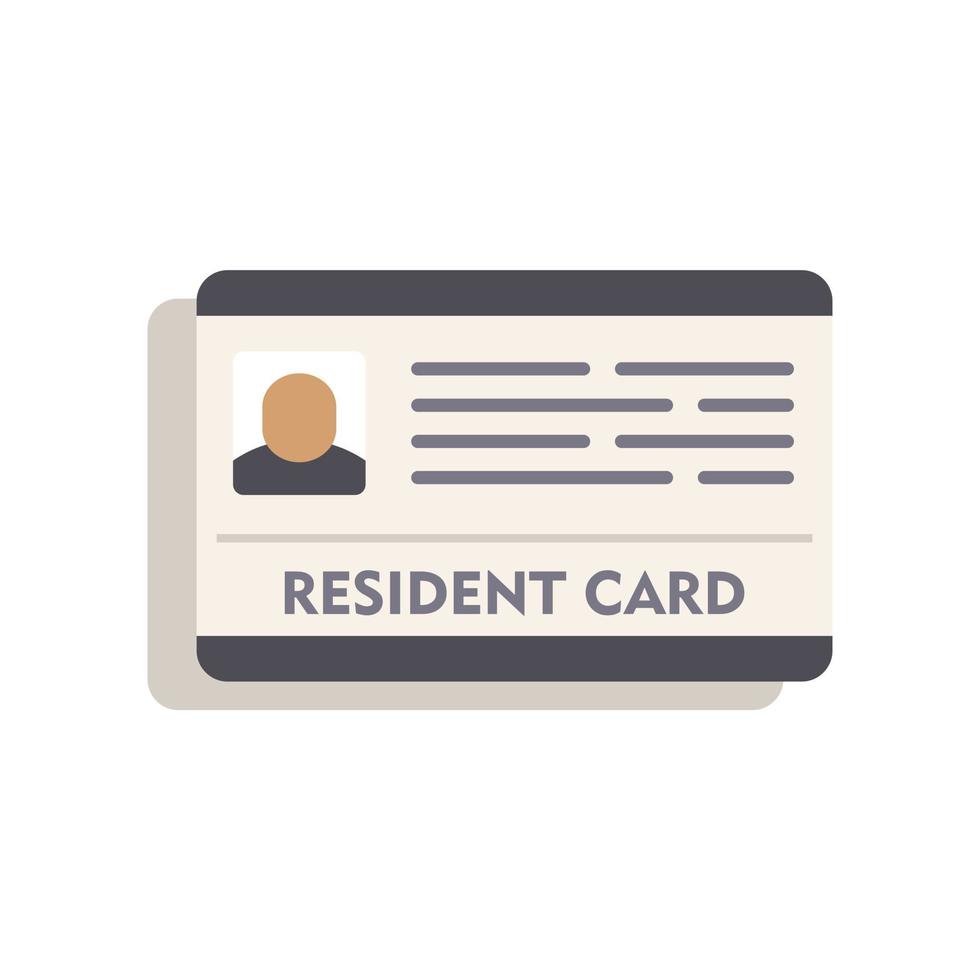 Resident card icon flat isolated vector