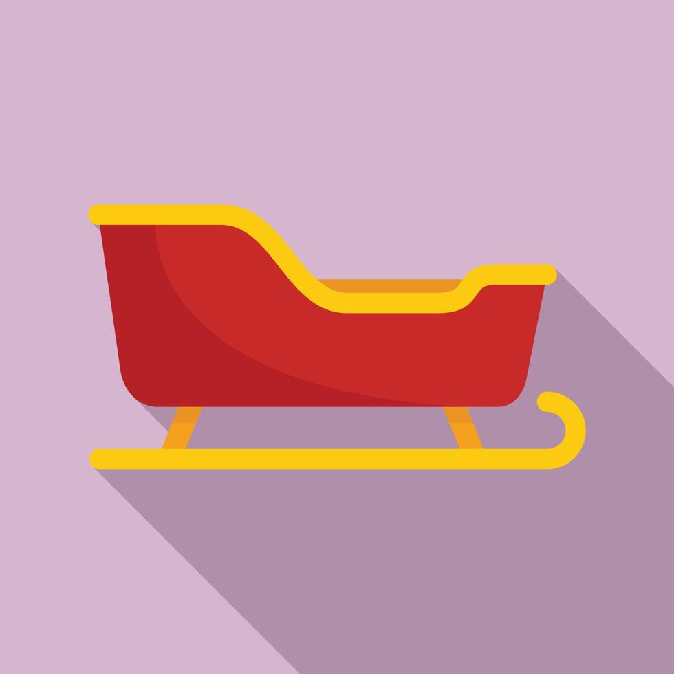 Christmas sleigh icon flat vector. Santa sledge vector
