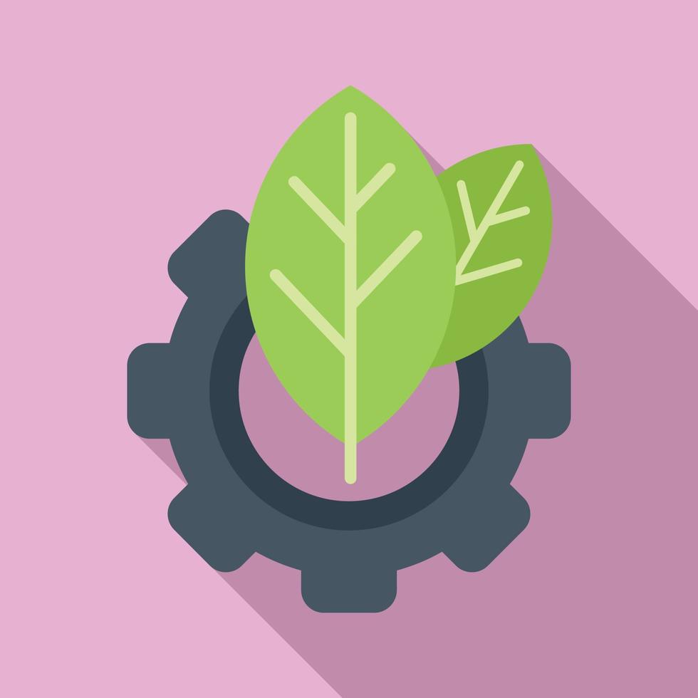 Eco gear icon flat vector. Nature clean vector