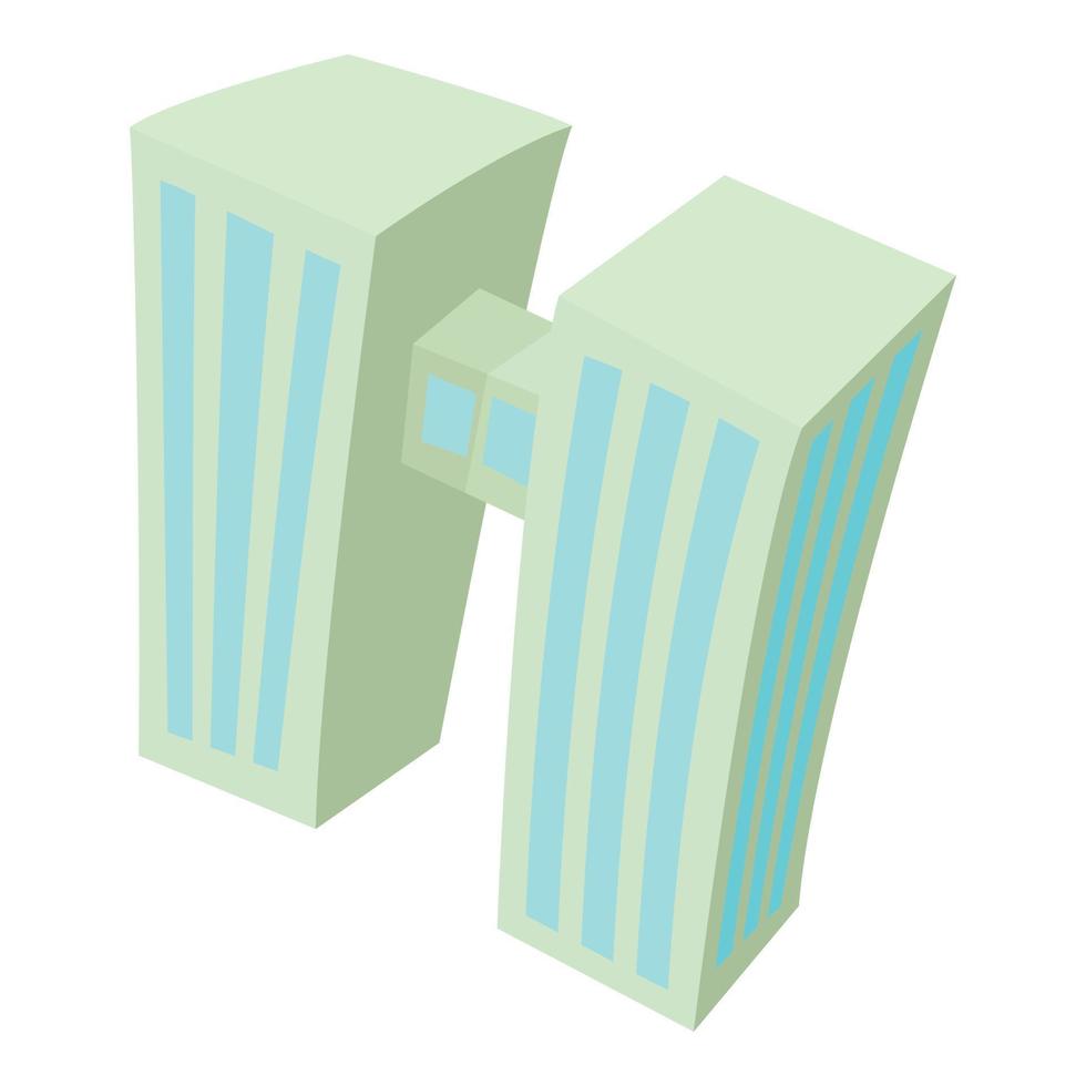 icono de edificio doble, estilo de dibujos animados vector